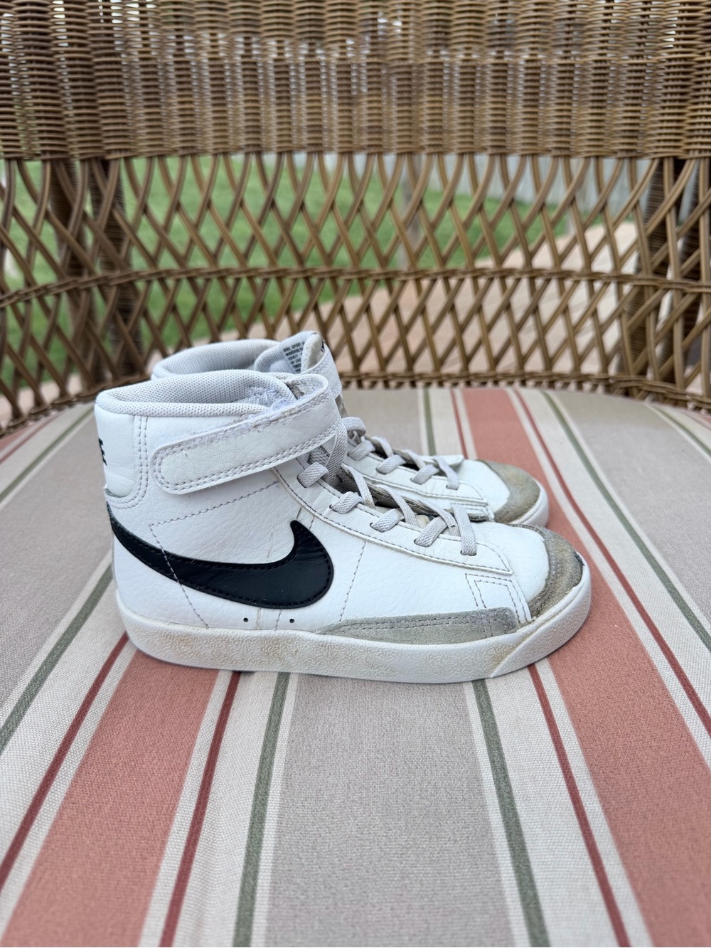 Nike Kids White High-Top Sneakers with Black Swoosh 12C
